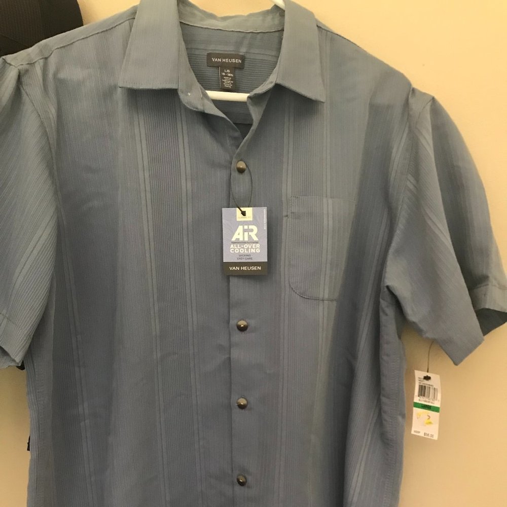 Van Heusen Slate Blue XL Short Sleeve AR Shirt